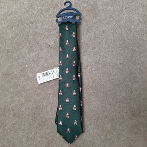 Chaps Boys Solid Santa Print Christmas 48” Green Tie